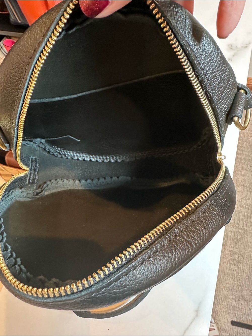 PORTLAND LEATHER GOODS Large 9"
Circle Crossbody Bag Black Pebbled
Leather - Picture 5 of 7